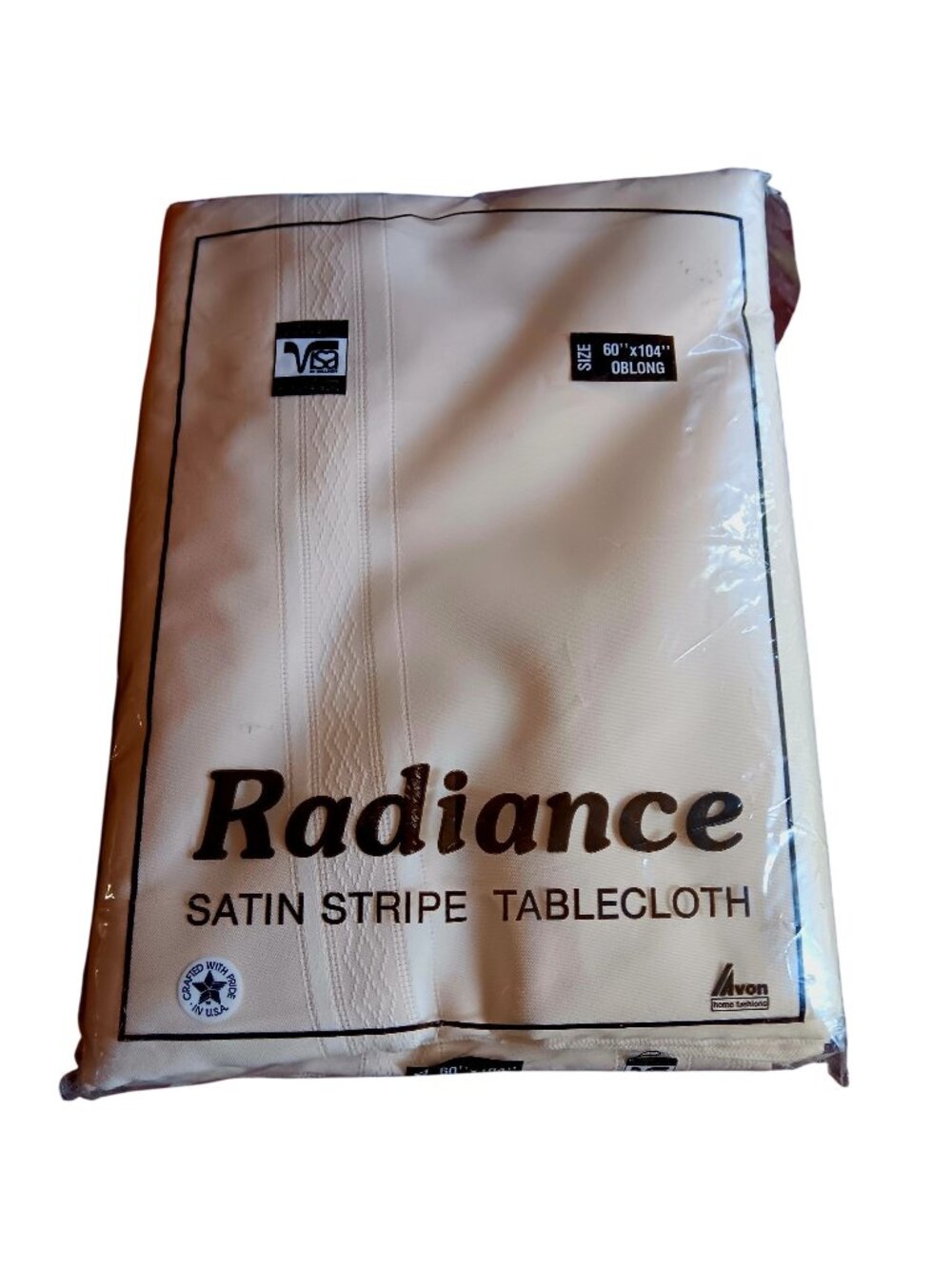 NEW Vintage Tablecloth Avon Radiance Satin Stripe 60" X 104" Oblong